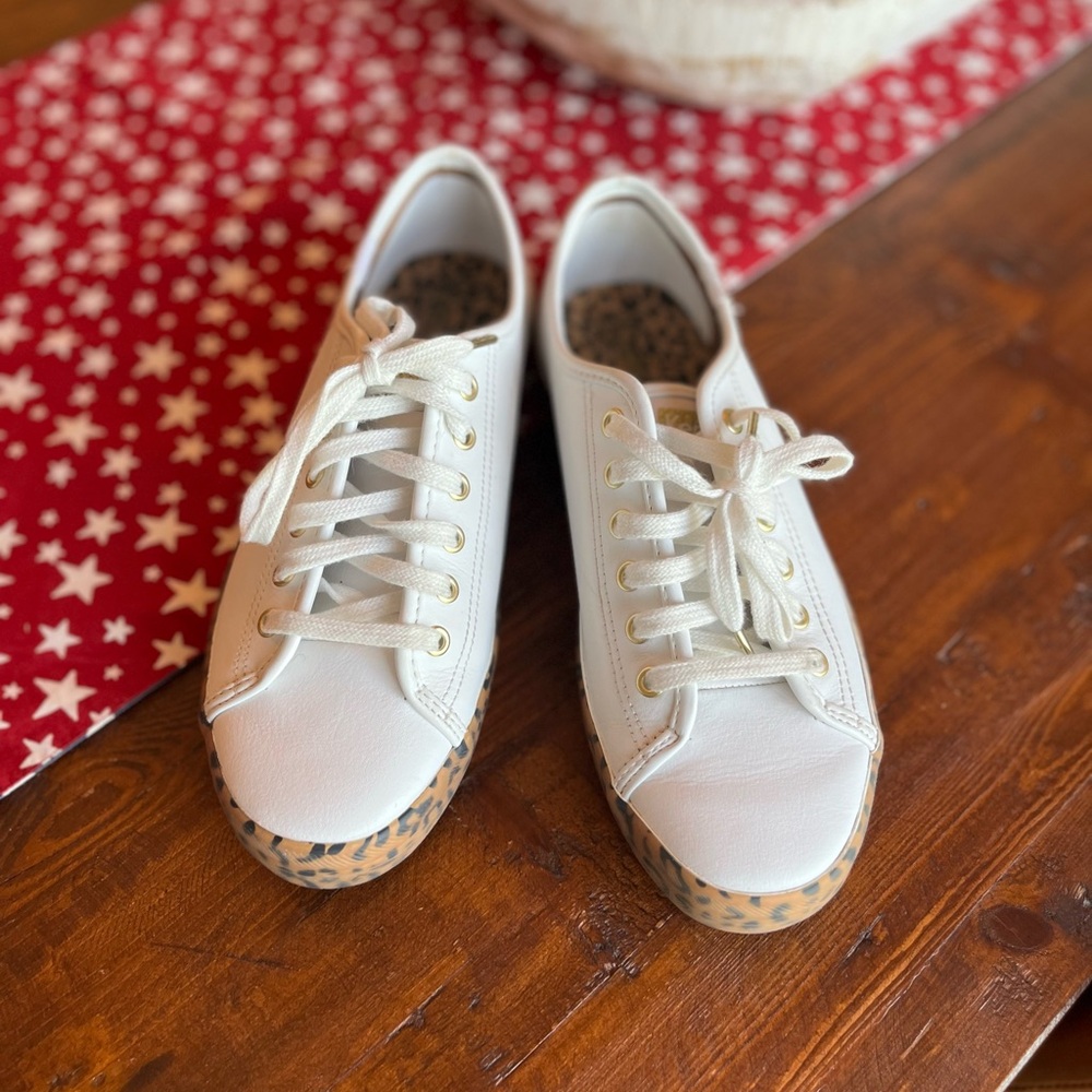 Keds White Sneakers with Leopard Print Sole - Picture 5 of 13